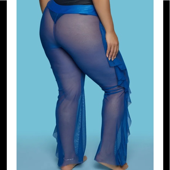 Love University Royal Blue Ruffled Side Mesh Pants - Picture 3 of 3